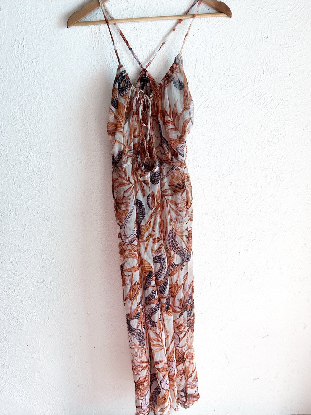 Urban Outfitters Out From Under Sheer Snake Print Romper Coverup Medium Tropical